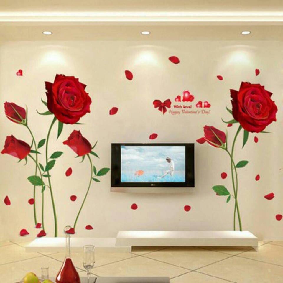 Decal dán tường Hoa hồng đỏ red