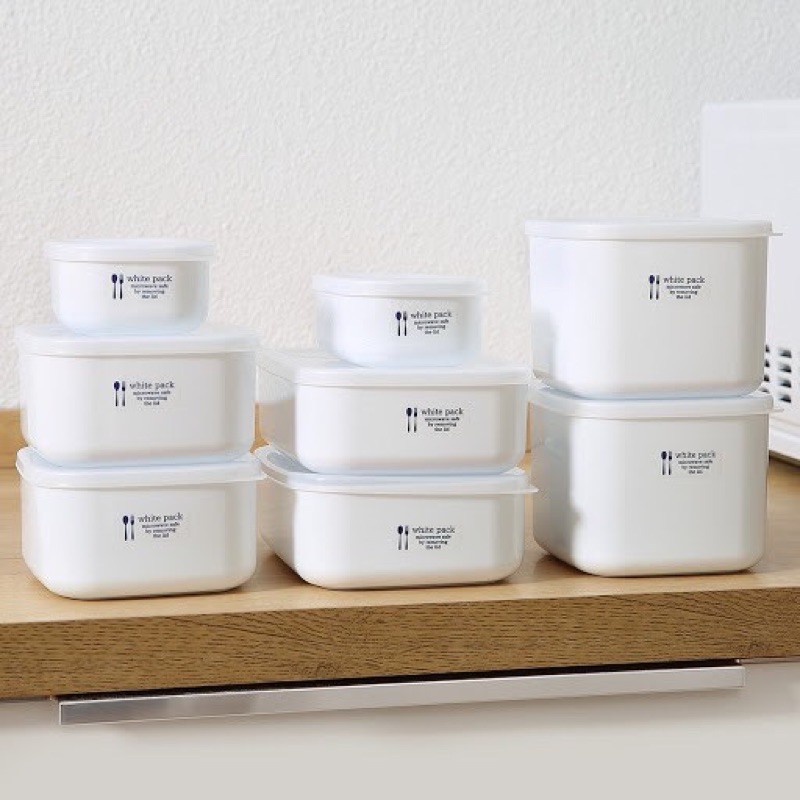 Hộp nhựa đựng thực phẩm White Pack 280ml 700ml 900ml 1000ml Nhật Bản dùng được trong lò vi sóng
