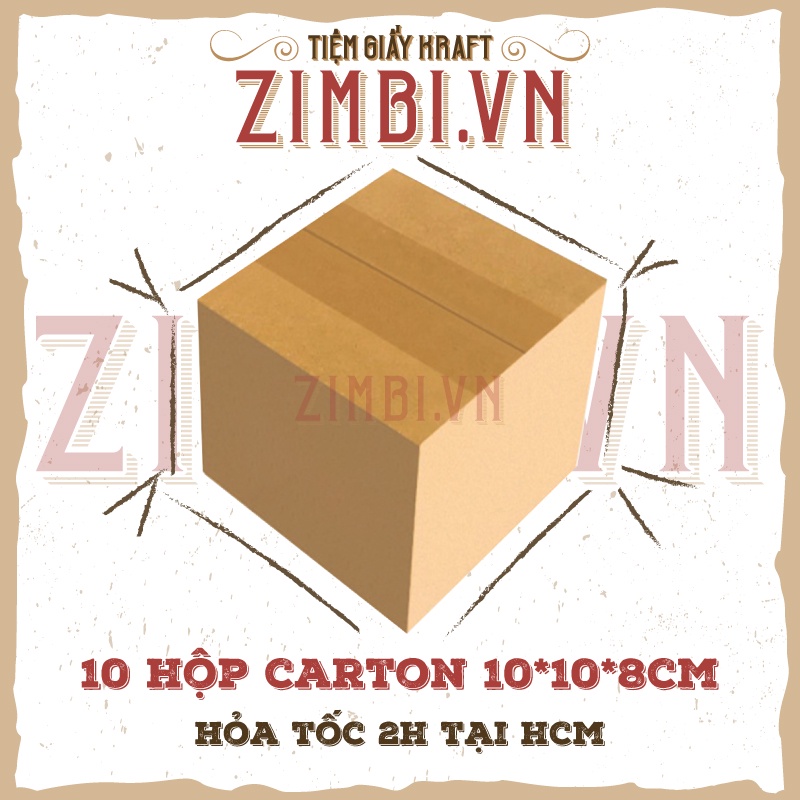[10x10x8cm] 10 hộp carton ship cod chất lượng Zimbi | Hộp carton đóng hàng giá rẻ