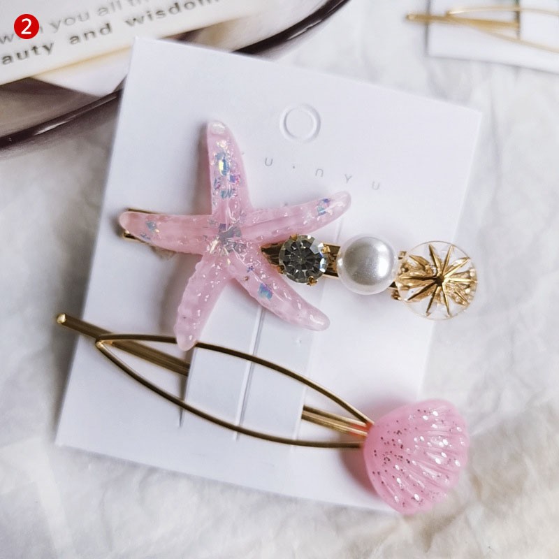 Kẹp tóc đính đá và ngọc trai giả thanh lịch dành cho nữ