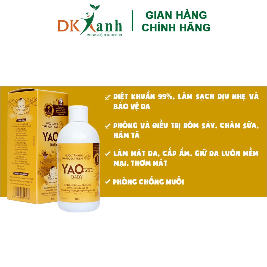 Nước tắm bé thảo dược Yaocare Baby 250ml - DK Pharma