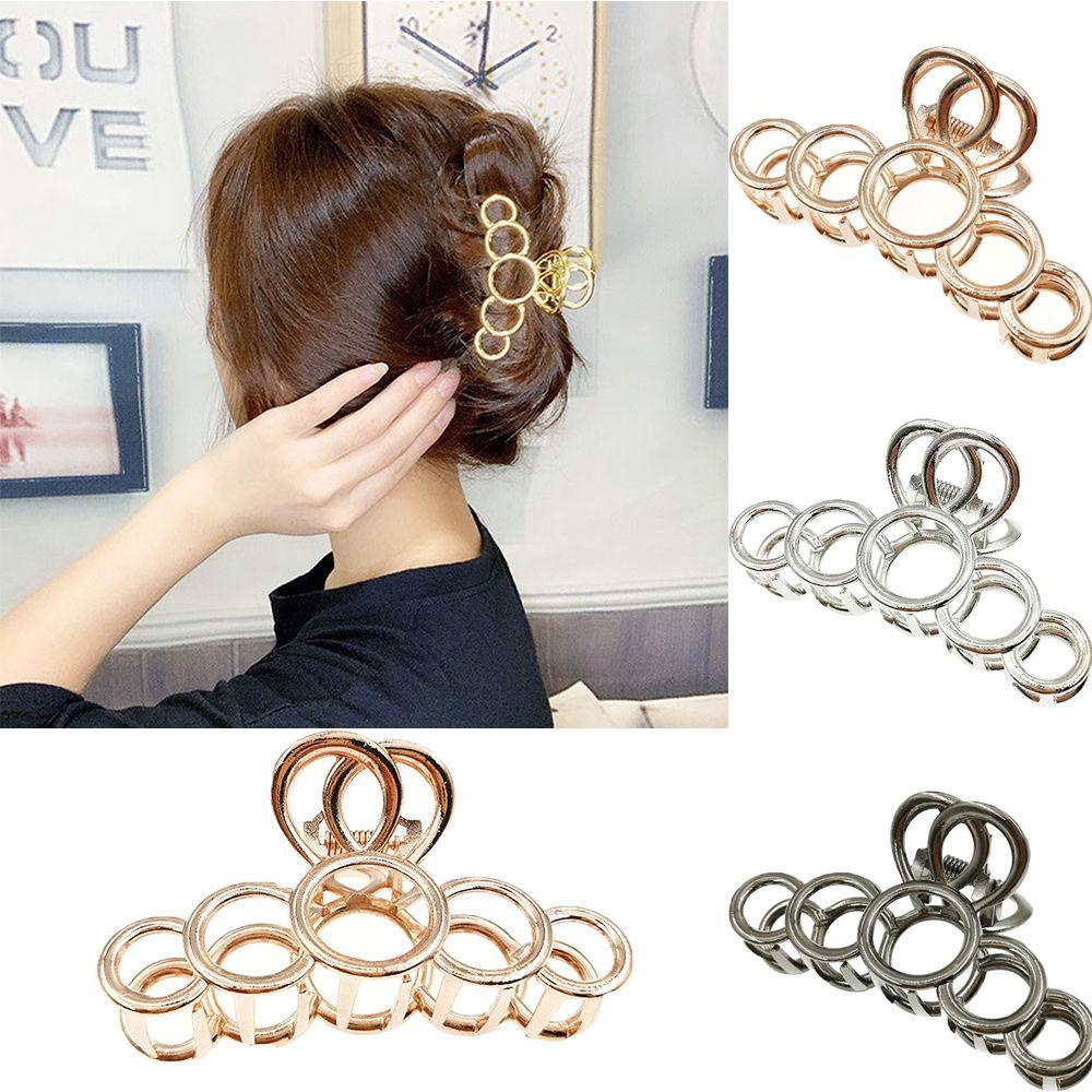 Kẹp Tóc Càng Cua Kim Loại Hình Tròn Rỗng Lấp Lánh Cho Nữ