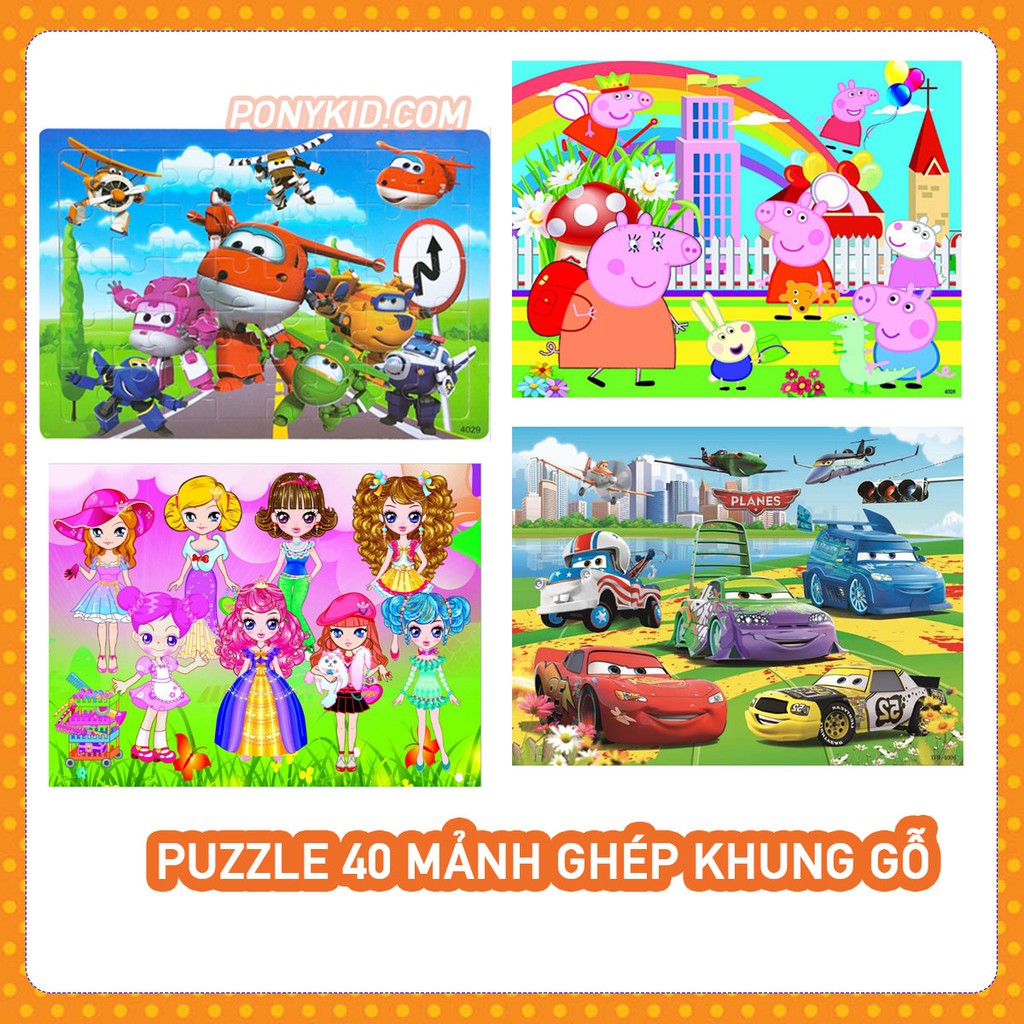 Tranh Xếp Hình 40 Mảnh Gỗ Có Khung/Đồ Chơi Xếp Hình/Ghép Hình Cho Bé Tư Duy/Puzzle 40 Mảnh Gỗ/Tranh Cho Bé Từ 2+