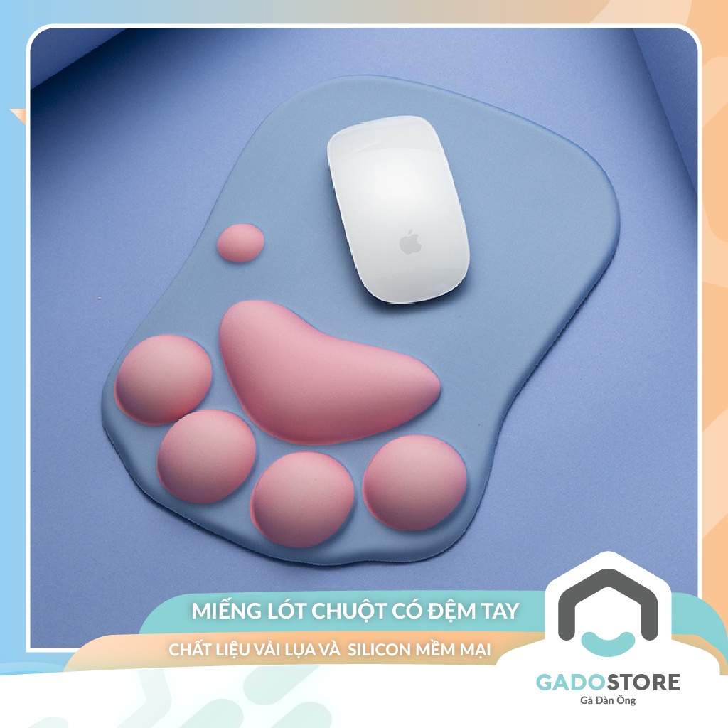 Miếng lót chuột cỡ lớn GADO có đệm đỡ tay silicone pad chuột hình chân mèo cute