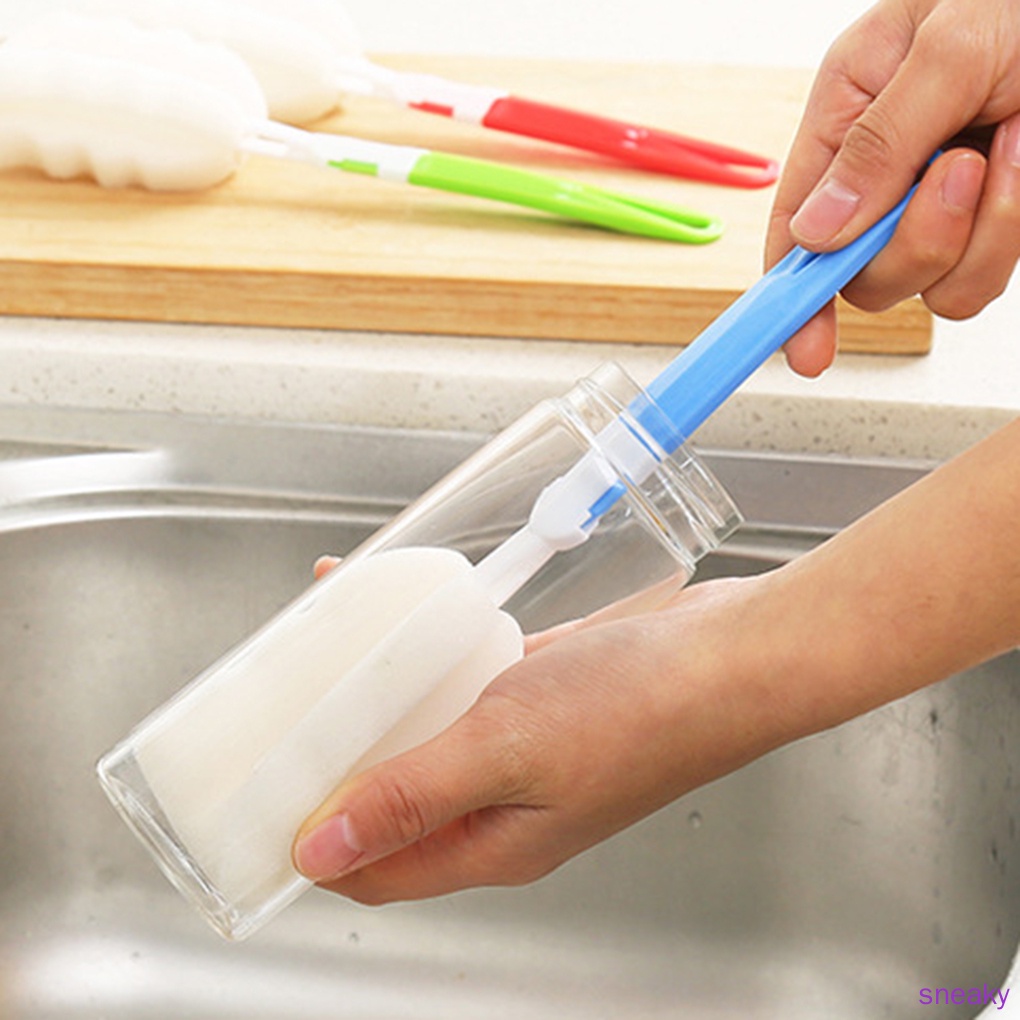 Bàn chải mút xốp PP cán dài màu sắc ngẫu nhiên có thể tháo rời dùng để rửa ly cốc