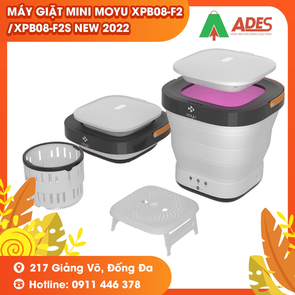 Máy giặt mini Moyu XPB08-F2/ XPB08-F2S gấp gọn có lồng vắt, tia UV khử khuẩn - HOT NEW 2022 - CỰC XINH