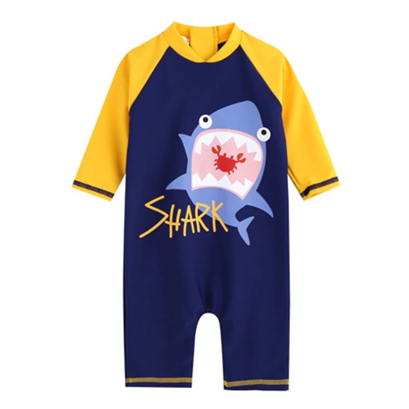 1-7Yrs Boys Swimsuits Shark Cartoon Swimming Swimwear Kids One-pieces Swimwear