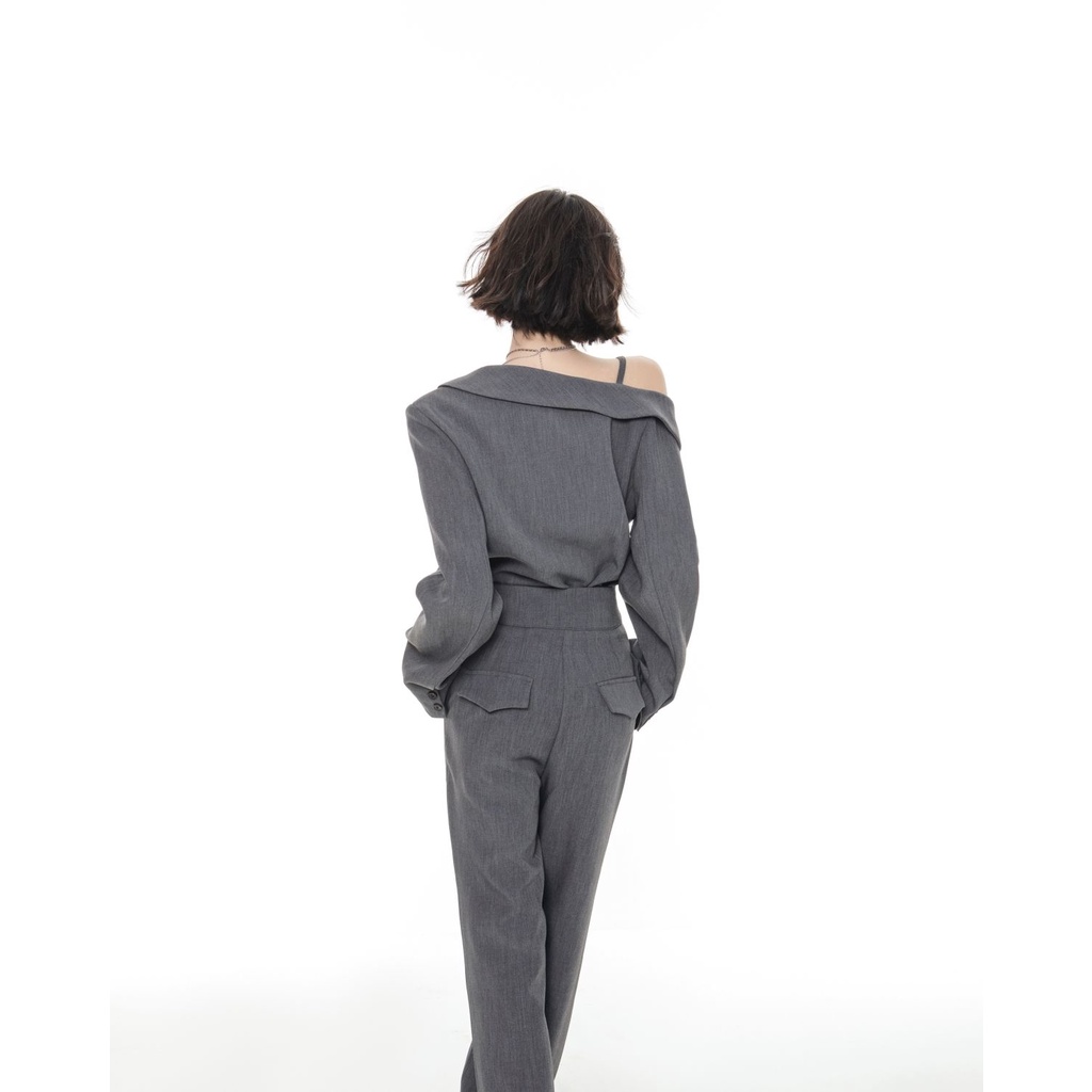 Set Áo Trễ Vai + Quần Dài Lưng Cao Thời Trang Nữ