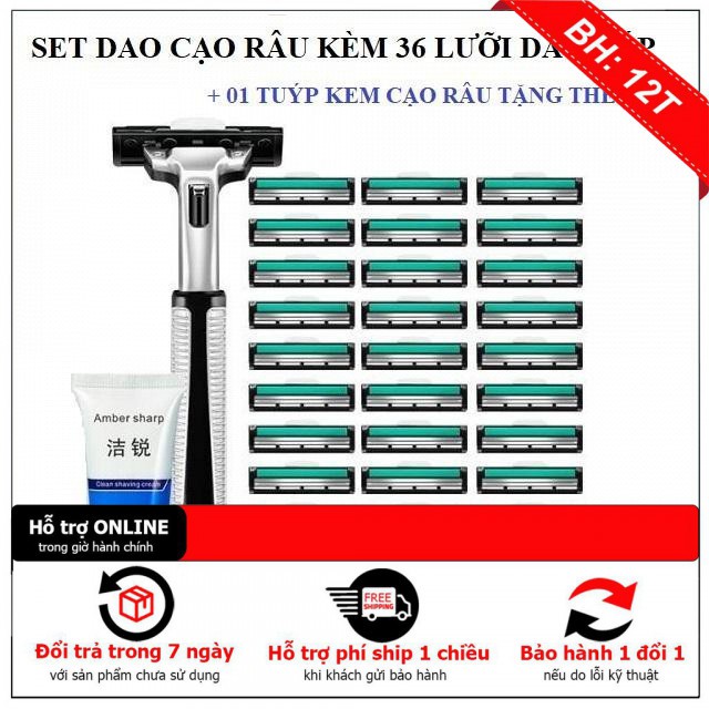 👑Bán Chạy Số 1👑Bộ Dao Cạo Râu 36 Lưỡi Kép Tặng Kèm Lọ Kem Cạo Râu, Giá Bán Tại Xưởng Sản Xuất