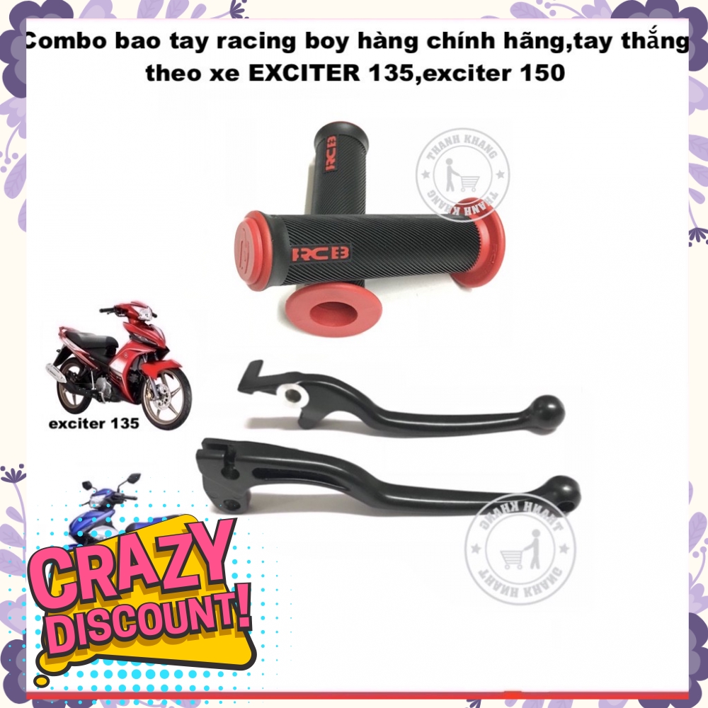 Combo bao tay RACINGBOY hàng chính hãng đỏ, tay thắng exciter 135,150 màu đen thanh khang 006001268 006001259 006001262