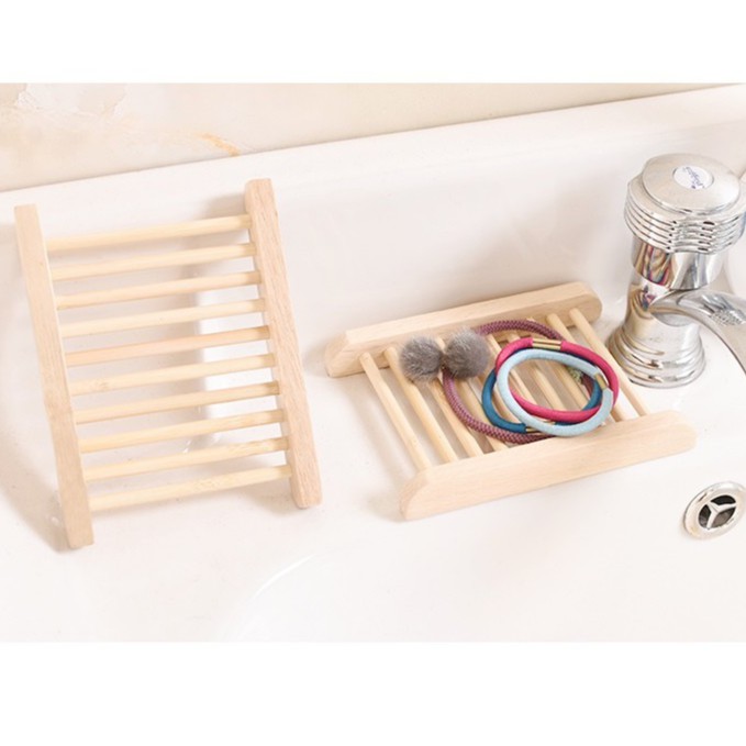 KHAY ĐỰNG XÀ PHÒNG BẰNG GỖ KO THẤM NƯỚC- natural Wood Soap Tray Holder Bathroom