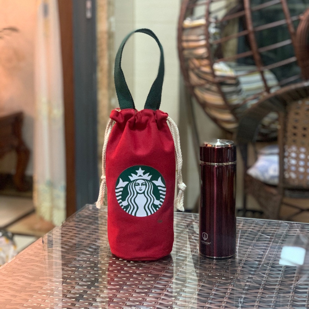 Túi xách canvas đi biển cỡ lớn in logo Starbucks