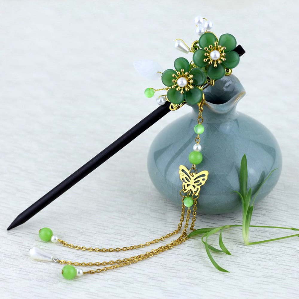 Trâm Cài Tóc Hình Bông Hoa Phối Tua Rua Cổ Điển Thời Trang