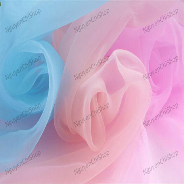 ⚡Sỉ tận gốc⚡ Vải voan kính trắng / kem / đen / hồng nhạt / xanh nhạt (oganza) 15k/m