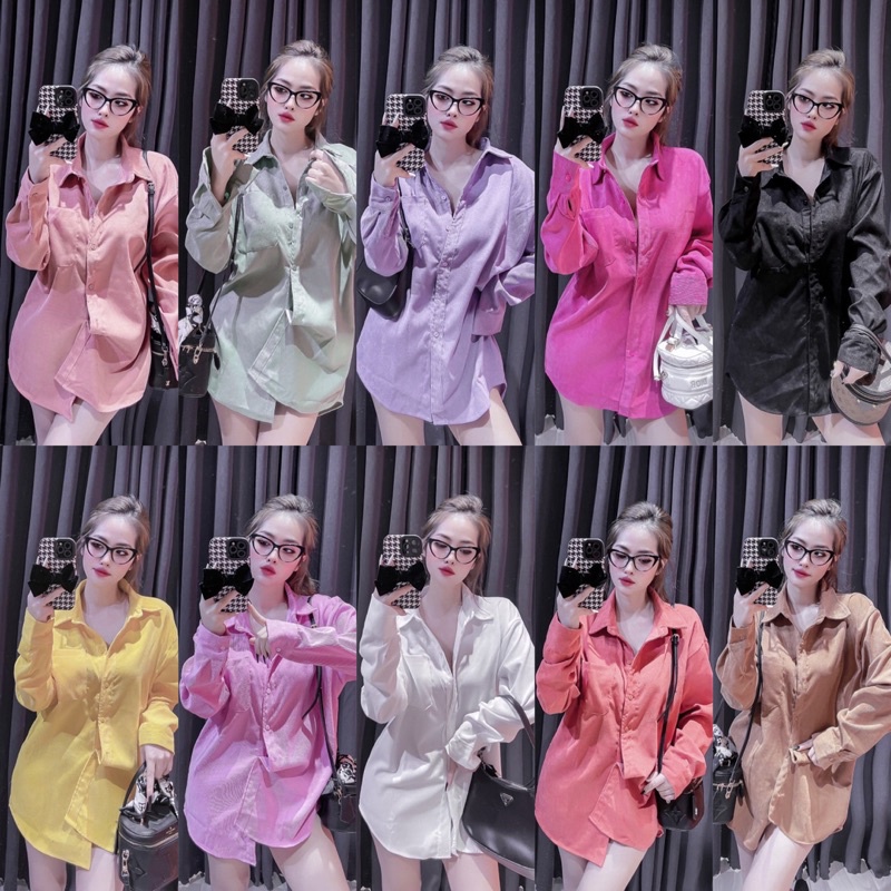 Sơ mi nhung tăm form rộng freesize nhiều màu cao cấp | BigBuy360 - bigbuy360.vn