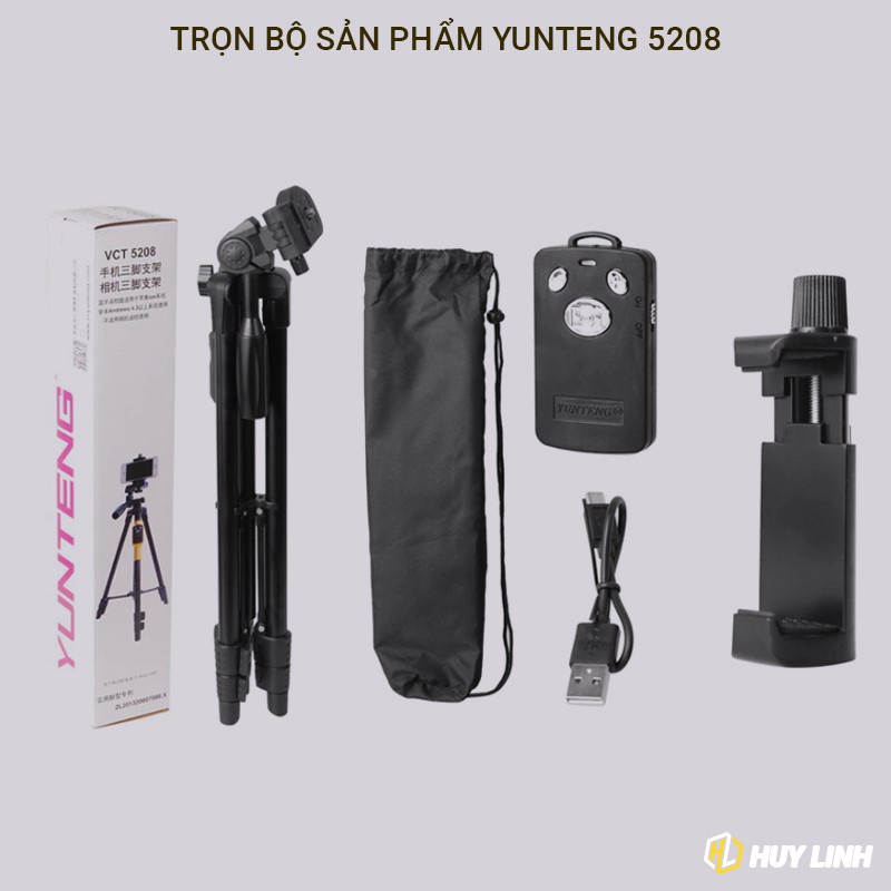 Giá đỡ điện thoại, máy ảnh cao cấp YUNTENG - Gậy quay phim, selfie, làm video tiktok, có thể kéo dài 1500mm