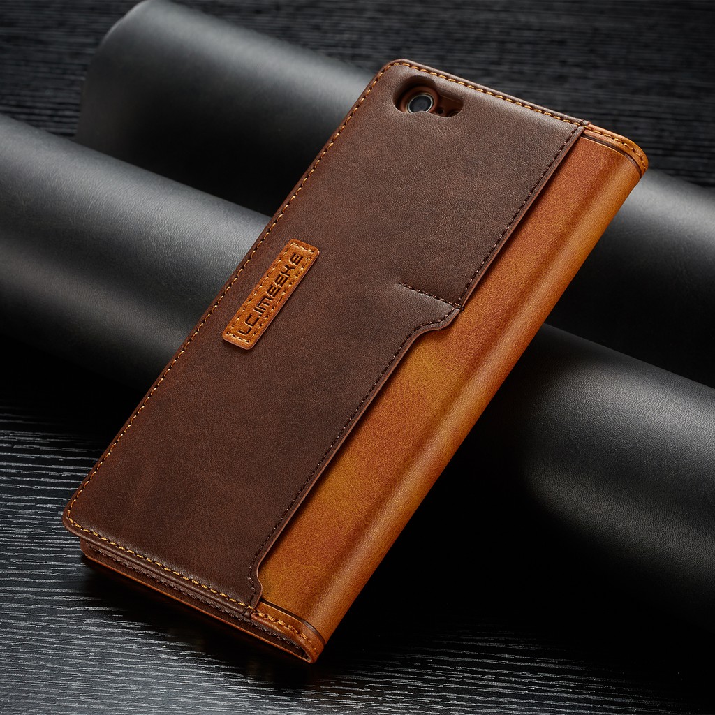 Bao da điện thoại nắp gập có ngăn đựng thẻ màu trơn cho iPhone 6/6S/6+/6S+/7/8/7+/8+/X/XS/XSMAX/XR | BigBuy360 - bigbuy360.vn