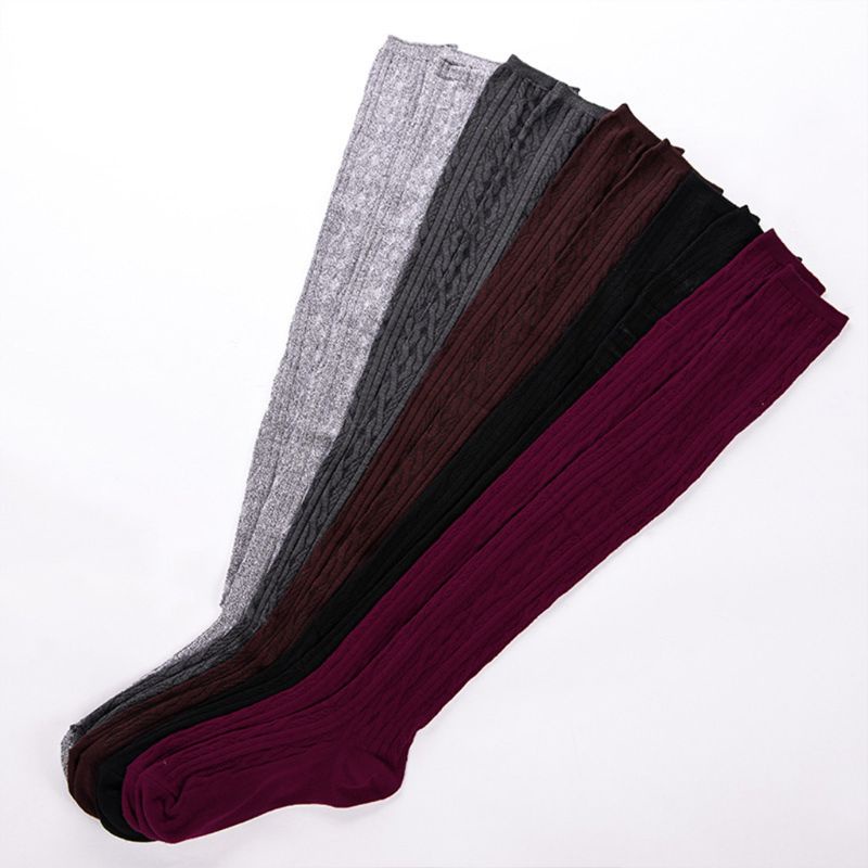 Xiangbao Vớ Dài Dệt Kim Màu Trơn Phong Cách Preppy Nhật Bản Cho Nữ Vào Mùa Đông