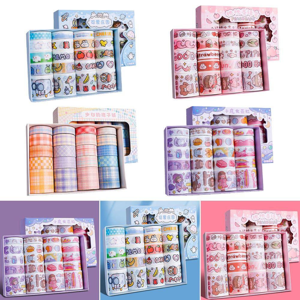 CHOOKEY Set 20 Cuộn Băng Dính Washi DIY Họa Tiết Trái Tim Nhỏ Xinh Xắn