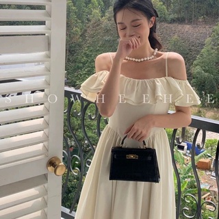 (Có BigSize) Đầm Váy Midi 2 Dây Trễ Vai Bèo