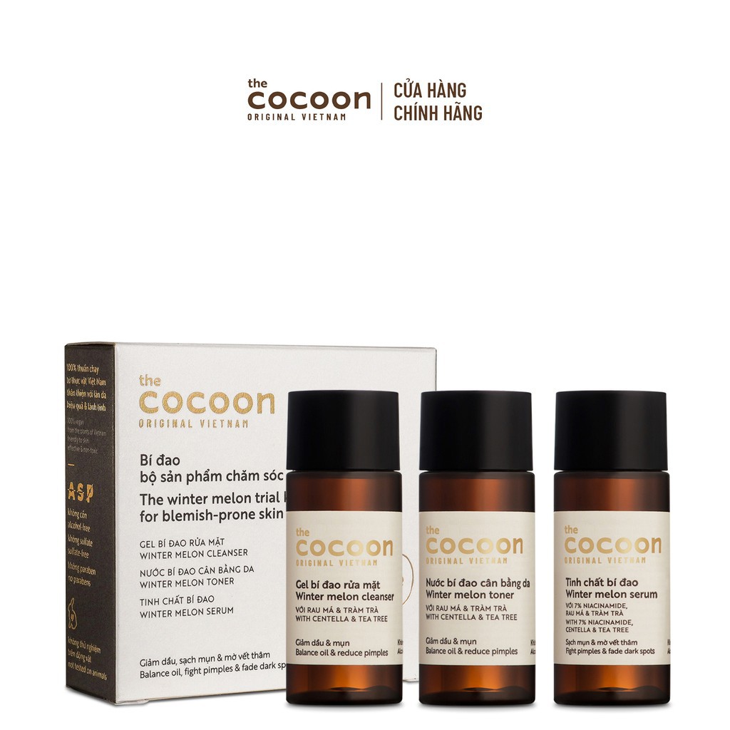 Bộ chăm sóc da mụn cơ bản Cocoon - Trial Kit giúp giảm dầu, sạch mụn &amp; mờ vết thâm