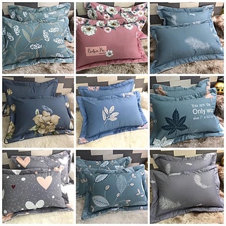 Vỏ gối nằm cotton 100% 45x65 1 đôi loại đẹp, áo gối nằm trần bông lót có khóa kéo tiện lợi cao cấp