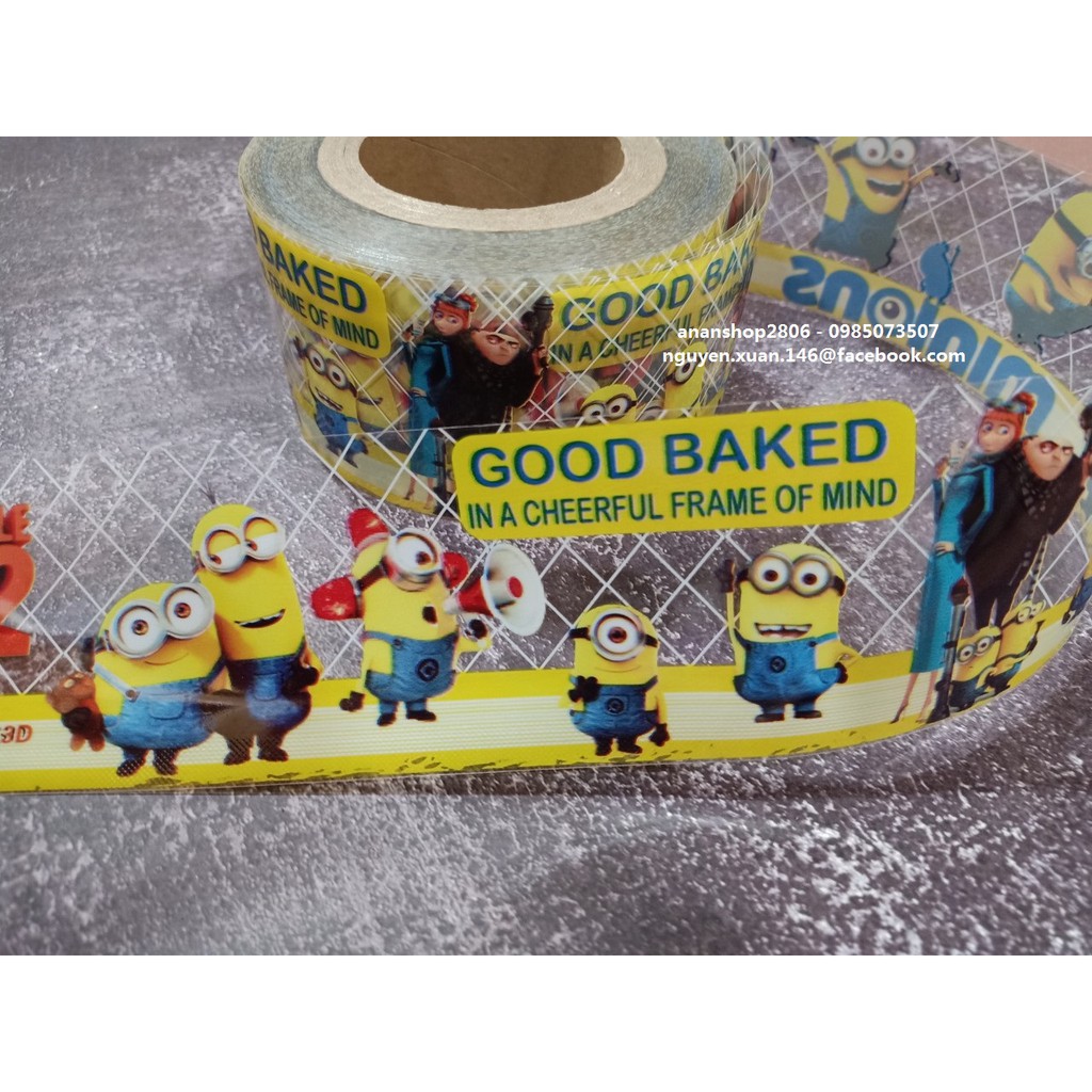 Cuộn Mica bọc bánh Mousse Minions 8cm