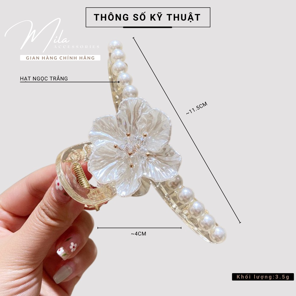 Kẹp tóc nữ Hàn Quốc nơ hoa MILA KT101 ❤️HOT TREND❤️ hạt trai trắng trẻ trung cá tính thời thượng Mila Accessories