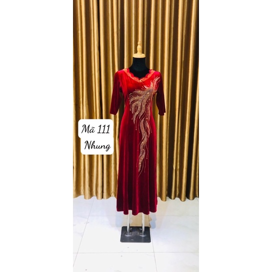 ĐẦM DẠ HỘI TRUNG NIÊN VẢI NHUNG MỀM M111