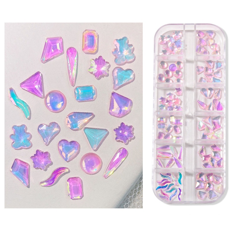Hộp Đá 3D Lấp Lánh Trang Trí Móng Tay Nghệ Thuật