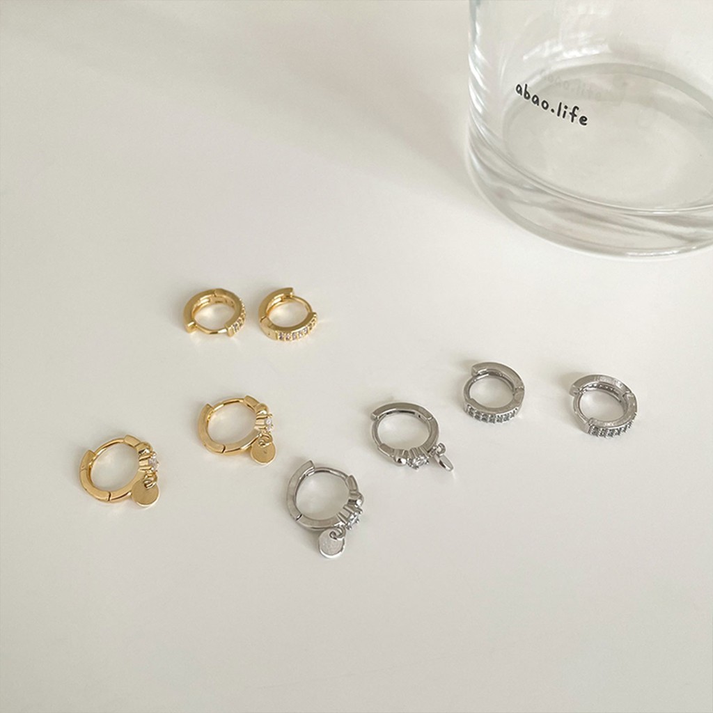 Bông Tai Hình Tròn Lớn Đính Đá Zircon Sang Trọng Thời Trang Mùa Đông Cho Nữ