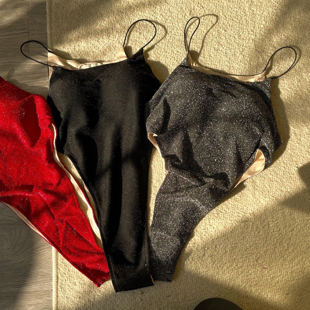 ÁO BODYSUIT HAI DÂY ÁNH KIM GỢI CẢM CÓ MÚT NGỰC C2198