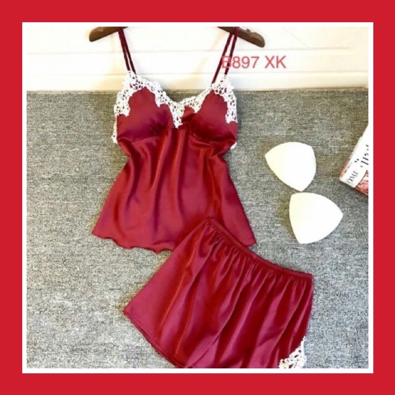ĐỒ NGỦ ♥️FREESHIP♥️ ĐÙI LỤA 2 DÂY PHỐI REN SEXY