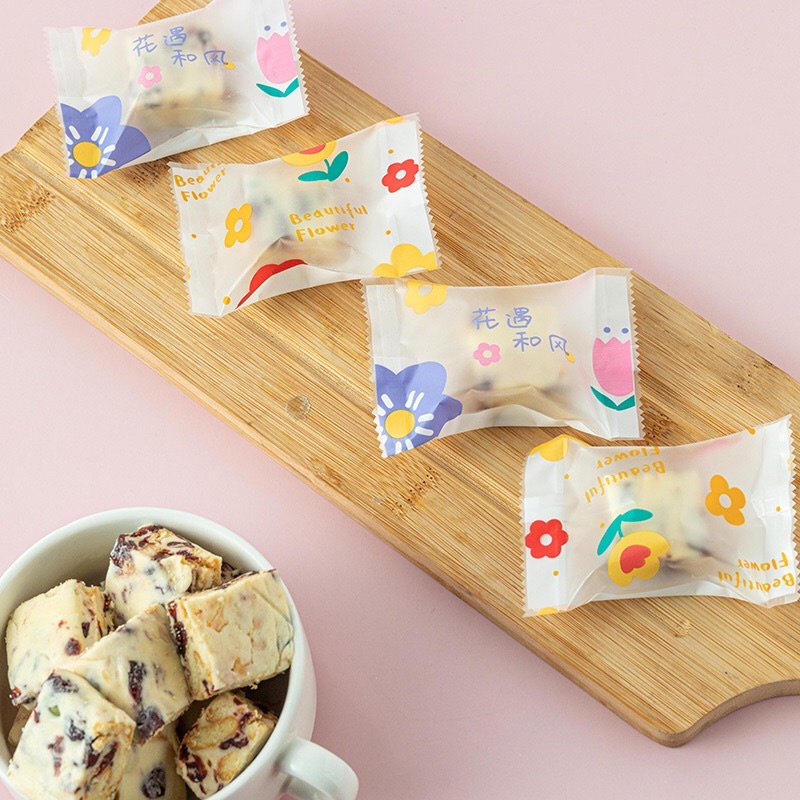 Xấp 100 Túi Gói Bánh Quy Kẹo Nougat Hạnh Phúc Hàn Miệng Túi - KAT Official Store