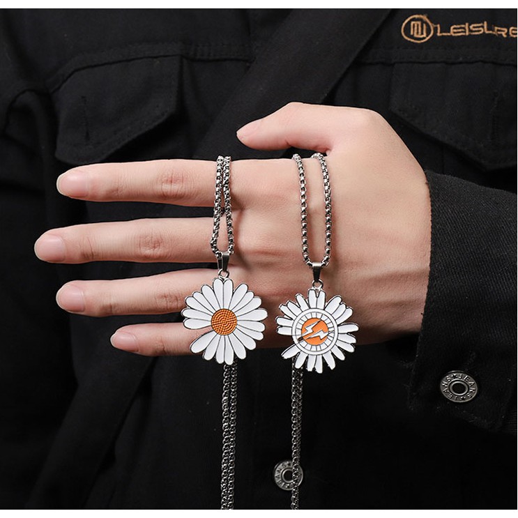 Vòng đeo cổ hình HOA CÚC GD- Dây chuyền vòng bi hợp kim unisex nam nữ đeo đôi phụ kiện trang sức thời trang