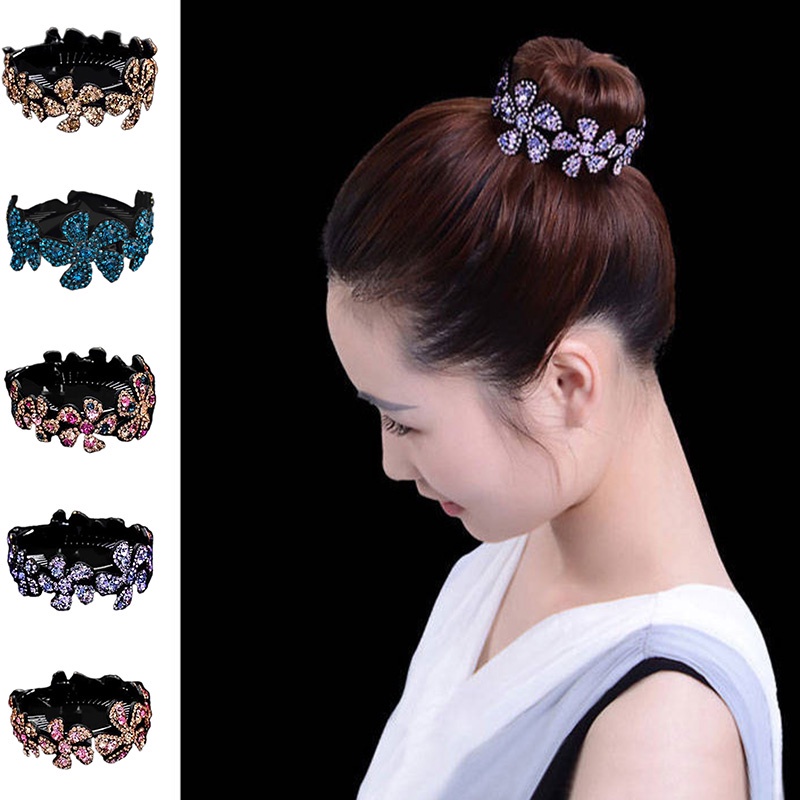 Kẹp Tóc Đính Đá Tạo Hình Bông Hoa Xinh Xắn Dành Cho Nữ