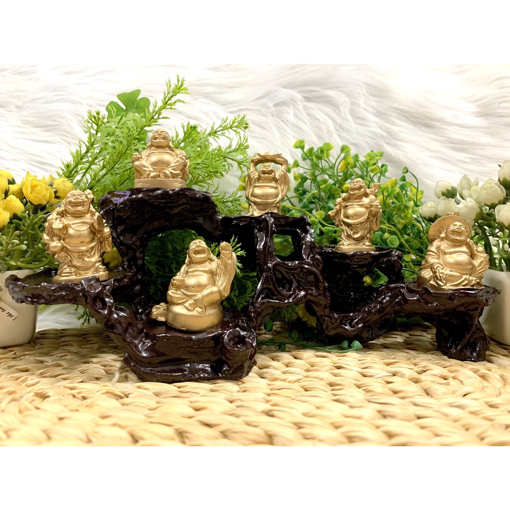 Full Set 6 tượng Bồ Tát Di Lặc Hoan Hỉ Tài Lộc tọa đế 6 chân ( Hình Thật - Video Thật )