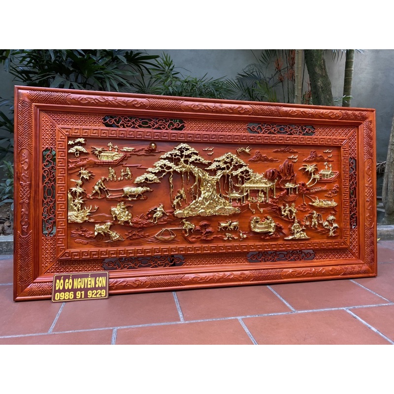 Tranh gỗ đồng quê 79 x 155cm