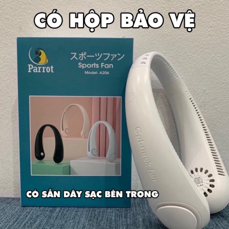 Quạt đeo cổ mini không cánh tích điện 3-5h thông minh tiện lợi, dáng thể thao siêu phẩm mùa hè 2022 Q3