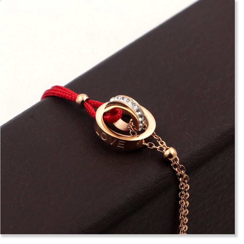 Vòng tay lắc tay nữ titan chỉ đỏ lòng đá H14-206A - CAM KẾT KHÔNG GỈ, KHÔNG BAY MÀU - BẢO HÀNH 12 THÁNG