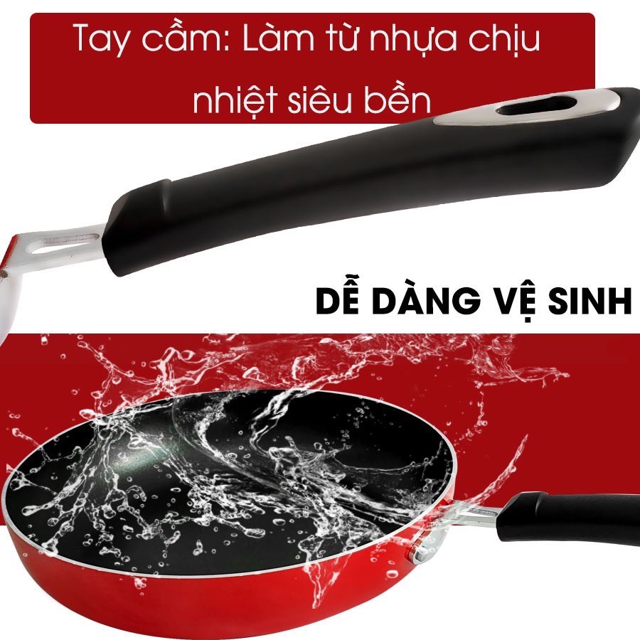 Chảo Chống Dính Sâu Lòng Có Nắp Kính Size 24cm 26cm Hợp Kim Nhôm Đáy Từ Dùng Được Mọi Loại Bếp VTM