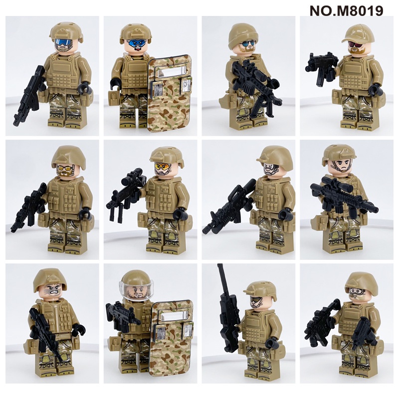 Đồ chơi lắp ráp lego army quân sự , lego xe tăng - Combo 12 lính chiến đấu sa mạc 8019 (MFA LEGO STORE)