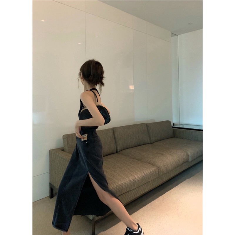 Chân váy bò dài xẻ | BigBuy360 - bigbuy360.vn