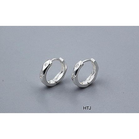 Bông tai bạc nữ dạng khuyên tròn / Khuyên tai tròn gắn đá bibi silver