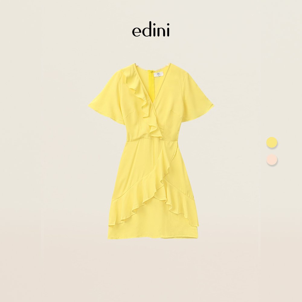 Đầm Kiểu Nữ Cổ V Phối Bèo 2 Màu - EDINI- D1080 - D1079