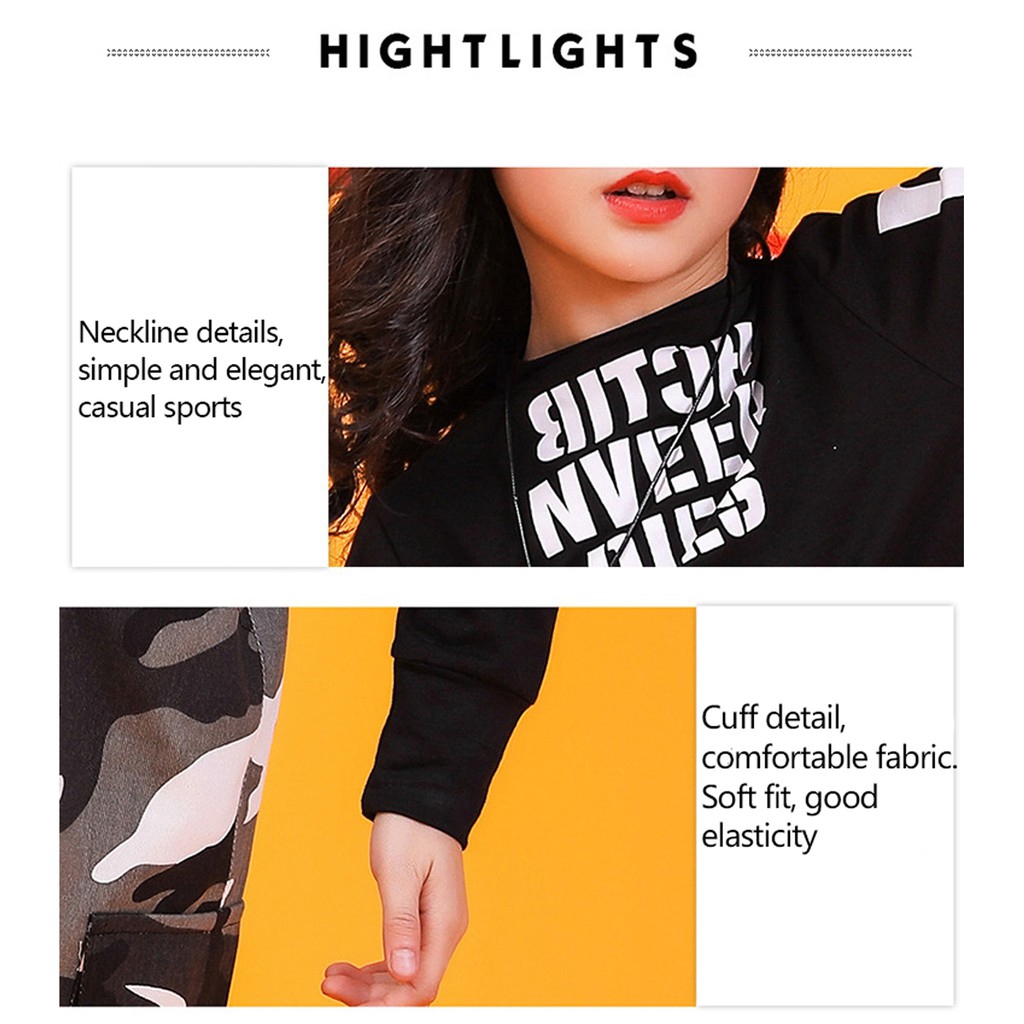 Bộ Trang Phục Biểu Diễn Họa Tiết Rằn Ri Phong Cách Hip Hop Cho Bé Gái