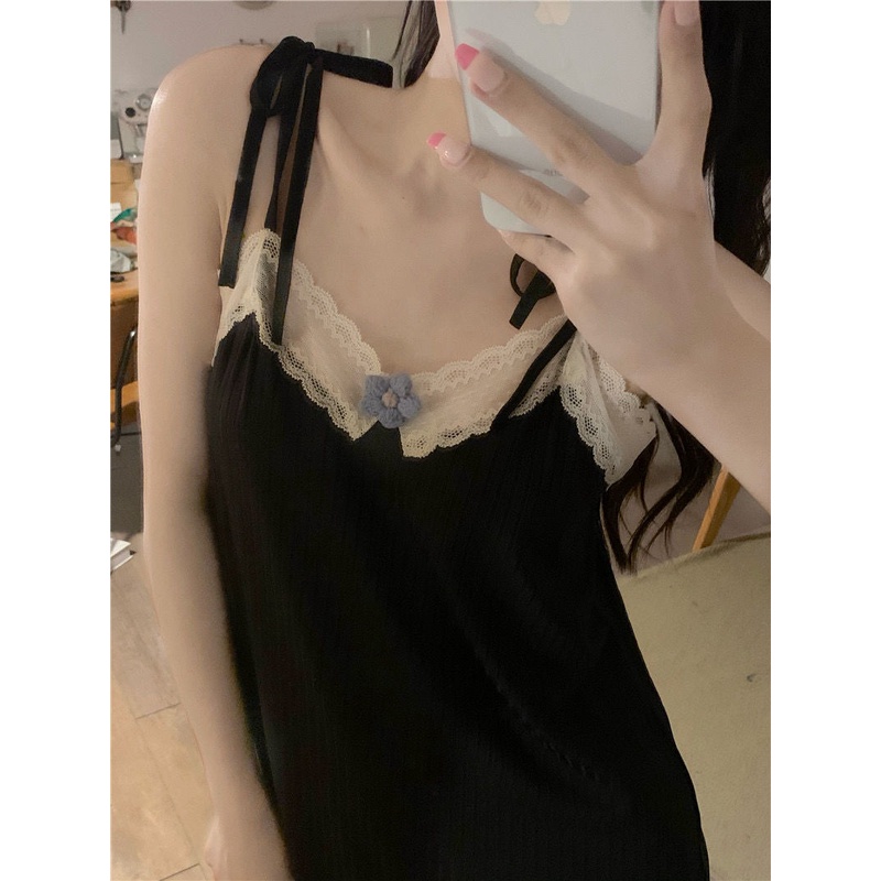 Bộ Đồ Ngủ Hai Dây + Quần Short Buộc Dây Mỏng Thời Trang Mùa Hè 2022 Mới Cho Bạn Gái