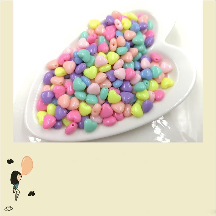 100 Hạt Cườm Acrylic 9Mm Hình Trái Tim Nhỏ Làm Trang Sức Thủ Công