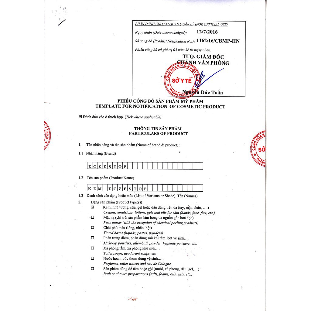 Eczestop tuýp 35g kem bôi giúp giảm ngứa, sạch eczema