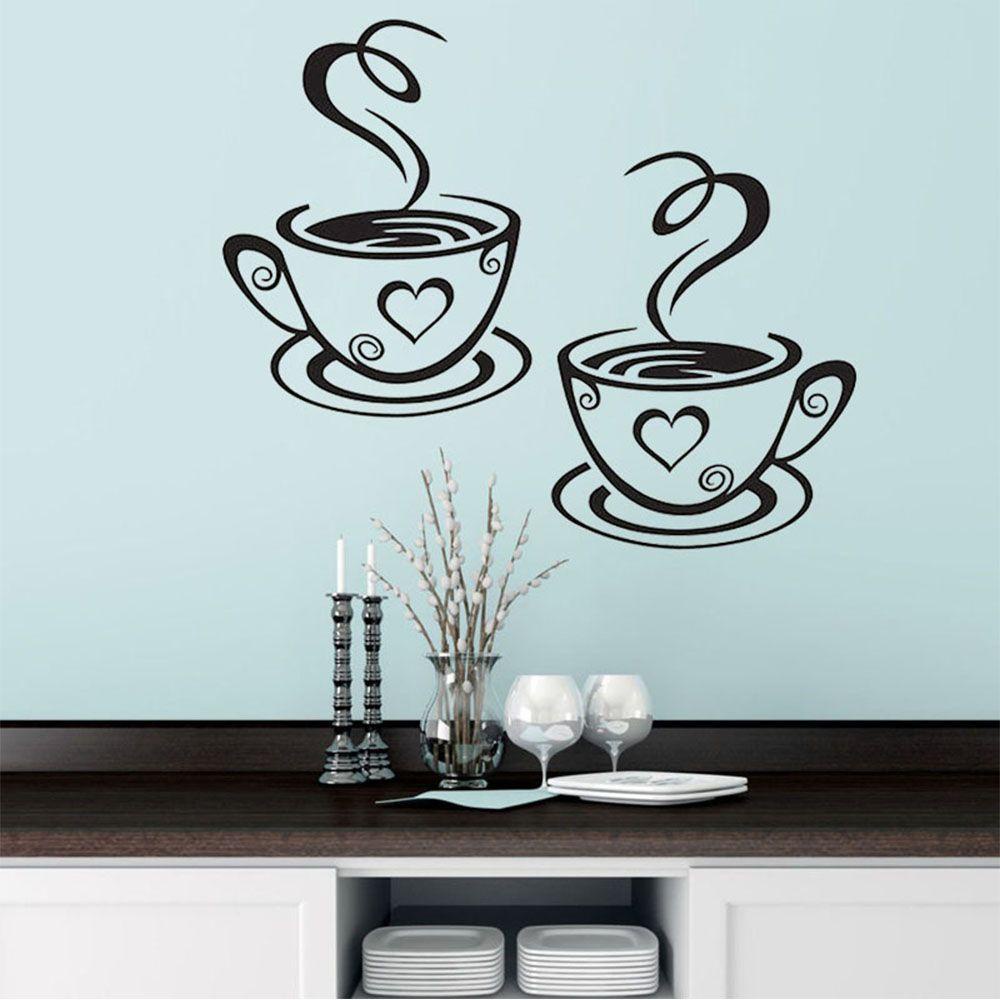 LLOYD Decal dán tường Hình Tách Cà Phê Thời Trang